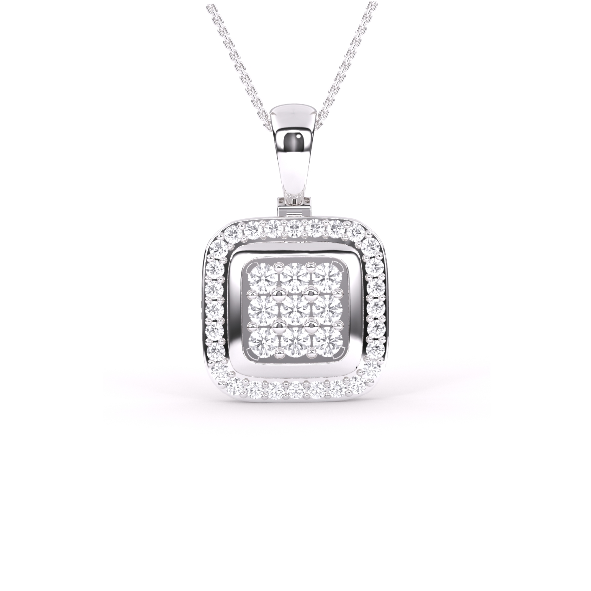 Diamond Cluster Cushion Shape Pendant